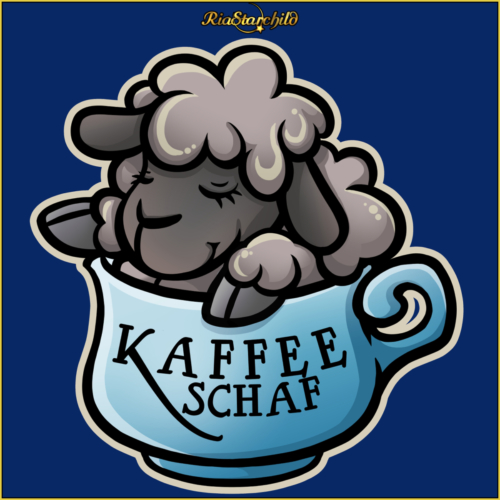 Schaf in einer Kaffeetasse.